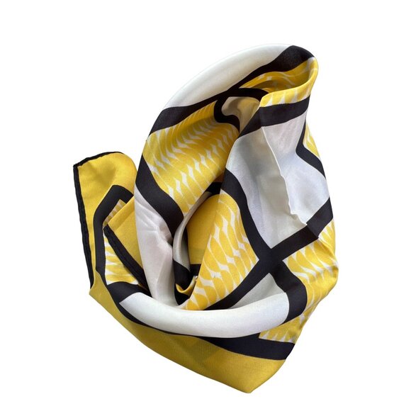 Berkshire Vintage Yellow Square Scarf Lightweight Acetate Bandana Neck Wrap - Picture 2 of 4